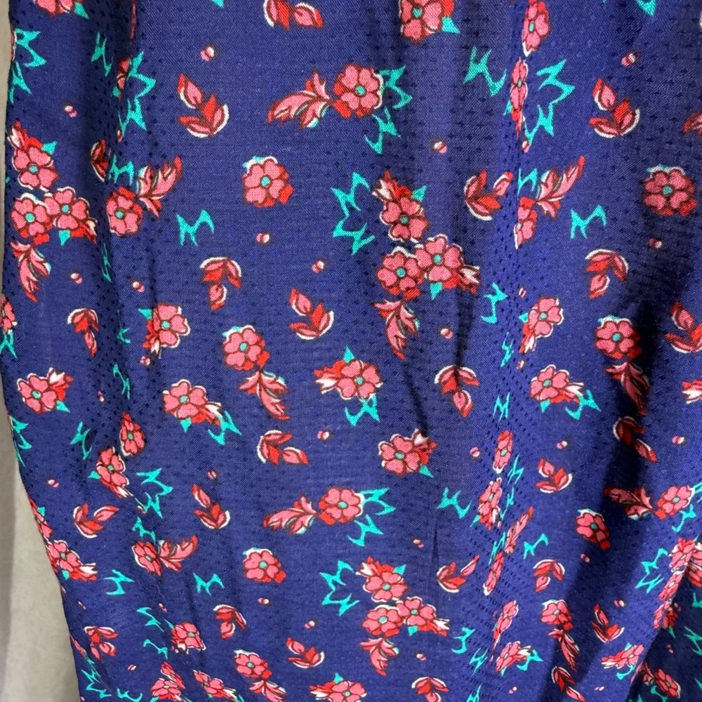 by Anthropologie Floral Lace Trim Pajama Pants Wide Leg Blue Pink Green XL NWT